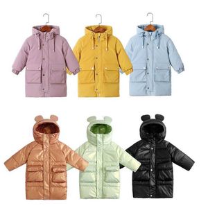 Warm coats Winter clothes Long Down Jacket Kids Korean Thick Hooded Jacket Baby Boys& Girls Snowsuit Winter Jacket Kids parka H0909