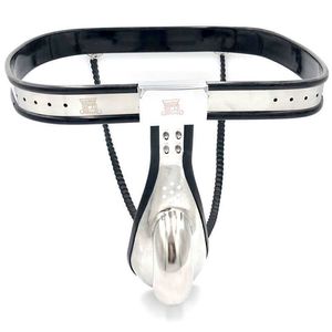 Massageartikel Edelstahl Keuschheitsgürtel für Männer, verstellbare Taille, Peniskäfig, CBT, BDSM, sexy Spielzeug für Männer, Metall-Fetisch-Gerät, Bondage-Schloss