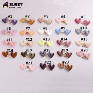 Korean Velvet Love Hearts Hair Clips For Girls Kawaii Baby Barrette Cute Cartoon Hairpins Kids Hair Accessories