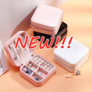Wholesale earrings cases holder resale online - New Storage Box Travel Jewelry Boxes Organizer PU Leather Display Storage Case Necklace Earrings Rings Jewelry Holder Gift Case Boxes FY4706