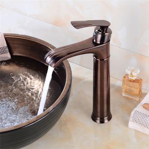 バスルームのシンクの蛇口の洗面器の茶色のブロンズオールブユニークなデザインの固体真鍮水タップコールドブラックミキサー