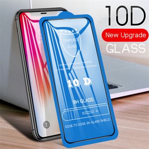 10d Tempered Glass Full Lim Cover Curved Screen Protector Film för iPhone 13 Pro Max 12 Mini 11 XS XR X 8 7 6 Plus SE