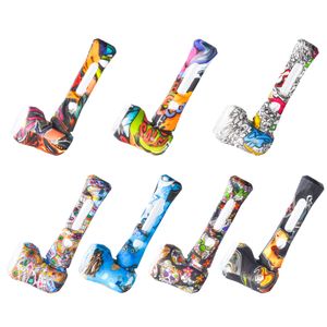 Silicone Hand Pipe 4.0inches Tobacco Smoking Pipes with glass bowl oil rigs water bongs smoke accessory