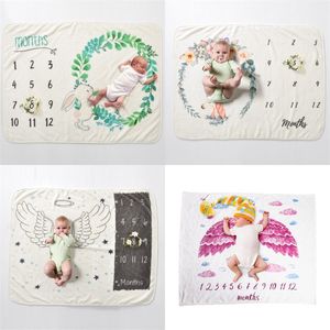 Baby Blanket Soft Flannel Photography Monthly Photo Newborn Children Wings Plant Cartoon Angel Milestone Sleeping Bath Crawling 2442 Q2