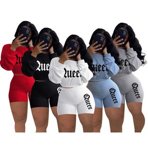 2022 Newest Design Letter Embroidery Printing Women Tracksuits For Ladies Thread Crop Tops Shorts Two Piece Sets