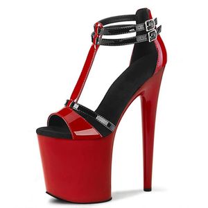 Sandaler 5inch Black Red Full Dress Women High Stripper Heels Peep Toe Concise Platform Sexig Fetisch Nightclub Pole Dance Shoes