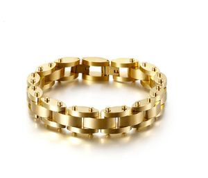 Bracelete de aço titânio de titânio de ouro Moda Personalidade Combinação de Trabalho Pesado Textura Cocktail Partido Jóias Presente 11mm 8,5 Polegada 33G Peso