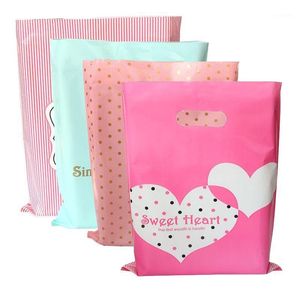 Gift Wrap 50pcs Cute Pattern Plastic Bag Christmas Clothing Packaging Wedding Birthday Party Decoration Bags With Handle