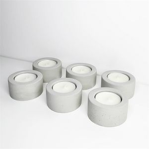 Concrete Candle Holder Mold Round Design Tea Cup Wax Cement Candlestick Silicone Mold Terrazzo Candle Tray Mould 210722