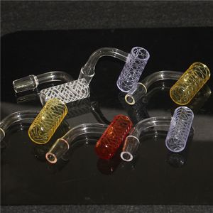 Smoking Beveled Edge Quartz Banger with Deep Carving Pattern 10mm 14mm 18mm Male Female thick banger domeless nail for Glass Dab Rigs Bong