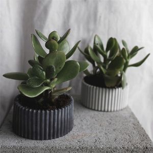 Stripes Stearinljusformar MINI Flower Pot Concrete Cup Liten behållare Rundhållare 210722