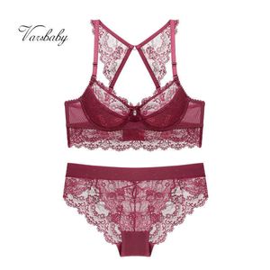 Slip Mutandine Varsbaby Set intimo sexy in pizzo con reggiseno + slip + cinturini a Y 3 pezzi ABCD Cup per donna L2304