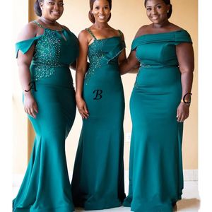 Blue Bridesmaid Dresses Chiffon Strapless Neck Ruched Floor Length African Maid of Honor Gown Plus Size Prom Gowns0051