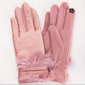 Five Fingers Gloves Howfits Women Winter Driving Plush Touch Screen Warm Girls Thick Waterproof Cotton Biking Cycling Formal Car Mittens