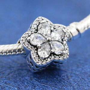 100% 925 Sterling Silver Spackling Snowflake Pave Charm Bead Fits Europeu Pandora Jóias Charme Braceletes