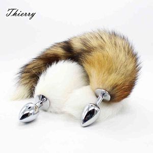 NXY SEX ANAL TOYS Thierry Y Fox Tail Plug Toys金属バットS / M / L女性の成人製品のためのM / Lロールプレイアダルトゲーム1211