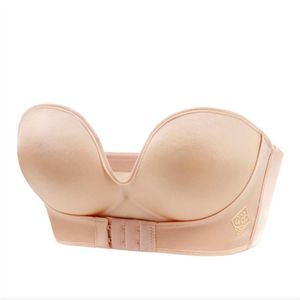 Bustiers espartilhos mulheres strapless super push up sexy lingerie invisível brassiere encerramento frontal sutiãs roupa interior para vestido chegada