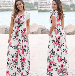 Letnia Długa Dress Floral Print Boho Plaży Tunika Maxi Kobiety Wieczorowe Party Sundress Vestidos de Festa XXXL1
