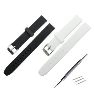 Assista Bandas 14mm Preto Branco Silicone Borracha De Bandas Correias Impermeáveis ​​Substituição Universal Sport Watchband Pulseira Acessórios