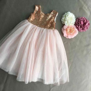 Çocuklar Kızlar Rosa Altın Sequis Uzun Tül Elbise Çocuk Ayak Bileği Uzunluk Parti Bling Kolsuz Sundress Vestido Örgün 210529