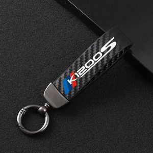 Keychains Fashion Motorcycle Carbon Fiber Leather Rope Keychain Key Ring For K1200S 2003-2009 Accessories