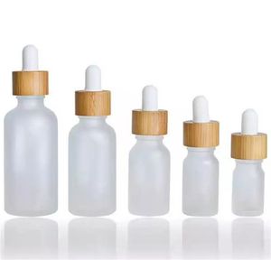 Flacone contagocce in vetro vuoto trasparente satinato con coperchio bianco 5 ml 10 ml 15 ml 20 ml 30 ml 50 ml 100 ml