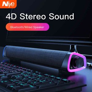 4D Computer Bar Stereo Sound Subwoofer Bluetooth Speaker Macbook Laptop Notebook PC Music Player Wired Loudspeaker