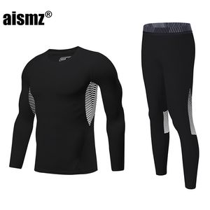 AISMZ BOY MEN FIRST LAGE Termisk underkläder Sport Passar Man RashGard Compression Snabbtorkande Fitness Second Skin Long Johns