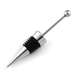 Bar Tool Fancy Gadget Aggiungi una perlina Gioielli Strass Lampwork Decorativo Tappo per bottiglia di vino in rilievo Lega di zinco Bottiglie di perline d'argento