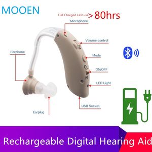 2021 new best Bluetooth Rechargeable Hearing Aid Digital BTE Hearing Aids Adjustable Tone Sound Amplifier Portable Deaf ElderlyScouts