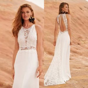 Mermaid Boho шифон свадебные платья 2021 Vestido de Novia Halter декольте Летний праздник пляж кружевная разведка поезд свадебное платье