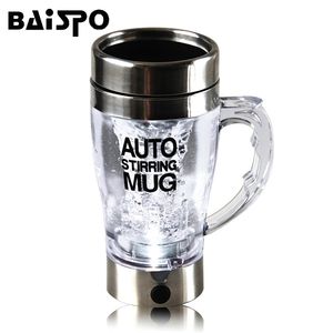 Baispo självrörande rånar Automatisk elektrisk lat Automatisk Kaffe Mixing Tea Mix Cup Travel Mug Double Isolated Thermal Cup 210804