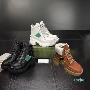 Designer- Wool boots leather Men lace-up sneaker Casual women Martin boot fashion platform Trainers Thick bottom High top Warm shoes