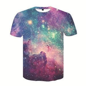 夏3DプリントメンズTシャツカジュアルラウンドネック半袖メンズTシャツファッション星空ハラジュックヒップホップティートップス210507