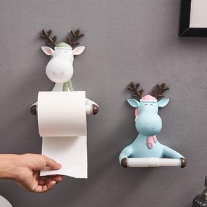 Tissue Boxes & Napkins Nodic Creative Cartoon Reindeer Toilet Paper Towel Holder Box Wall Hanging Decoration Home Decor Bathroom Accessories