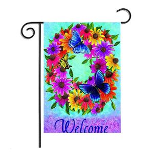 Ny 30 * 45cm Party Animal Bird Welcome Print Garden Flag Polyester Diy Yard Hängande Flagg Hus Dekoration Portable Banner Flaggor