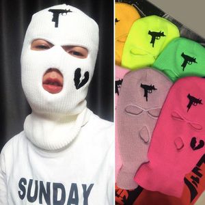 Beanies Balaclava Embroid Ski Mask Winter Neon Green Halloween For Party Cycling Y2k Egirl Costume Cosplay Street Gang