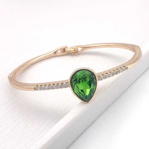 11.11 Water Drop Design Women Bangles Made with Austria Crystal for Ladies Girls Fashion Gold Color Hand Jewellery Accessories Q0717