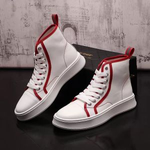 British Style Wedding Dress Party Shoes Fashion High Top Lace up Elevator Casual Men Sneakers Classic Seasons Round Toe Leisure Designer Walking Loafers