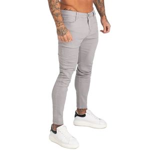 GINGTTO Denim Pants Uomo Skinny Slim Fit Jeans grigi per Hip Hop Caviglia aderente Taglio aderente al corpo Big Size Stretch zm175 211108