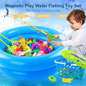 Children Magnetic Fishing Toy Rod Net Child Play Fish Pool Goods Games Bath Outdoor Toys for Boys Boy Kids Girls Bathing Game 210712