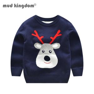 Mudkingdom Boys Girls Sweaters Autumn Winter Long Sleeve Kids Clothes Cute Christmas-Elk Pullover Knit Tops Sweater 210615