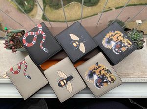 Wholesale High quality men animal Short Wallets Leather black snake Tiger bee Wallet Women Style Purse