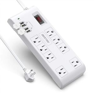 US Stock BESTEK Outlet Plug Surge Protector Power Strip with USB Ports V A Foot Heavy Duty Extension Cord a01297F