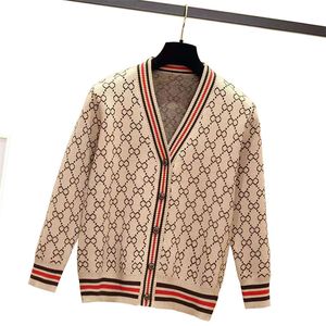 Wysokiej jakości 2021 damski projektant swetry koszulki topy moda klasyczny list kieszonkowy dekolt w serek stylista Tee Casual Cardigan odzież na drutach swetry
