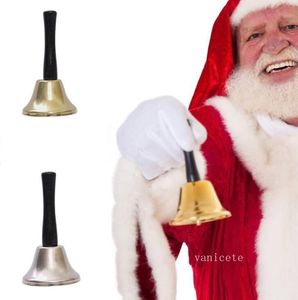 Guld silver jul hand klocka xmas fest verktyg klä upp som jultomten julklocka rattle nyår dekoration t2i52655