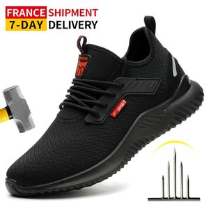 Sapatos de trabalho de segurança para construção masculinos ao ar livre com biqueira de aço à prova de furos botas leves de alta qualidade 211027