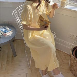 Dormire da donna QWeek in cotone abito notturno Donne Donne Coreano per ragazze Estate 2021 Nightie Long One-Piege Gown NightGown Carino Nightwear