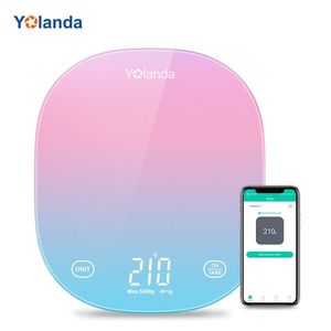 Yolanda Smart Scalenia Kuchnia 5 kg Digital Cyfrowy Kuchnia Skala Bluetooth Dieta Żywność Pomiarowa Waga Wagi do pieczenia Gotowanie 210401