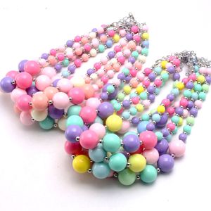 Handmade Kids Girl Candy Color Acrylic Beaded Necklaces Fashion Jewelry Children Birthday Party Decor